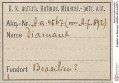 Etiketten zu Diamant (NHMW-MIN-Aa4567)